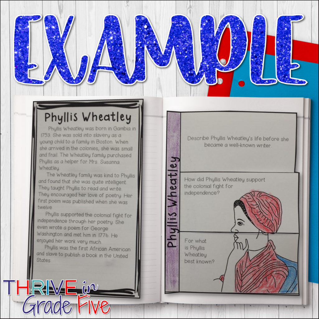 Phyllis Wheatley interactive notebook example
