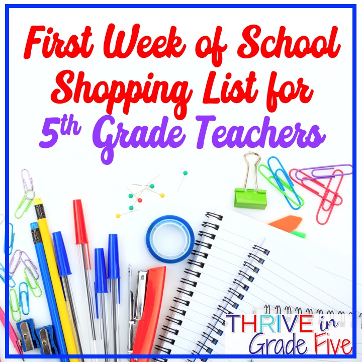 list of supplies for 5th grade teacher at back to school