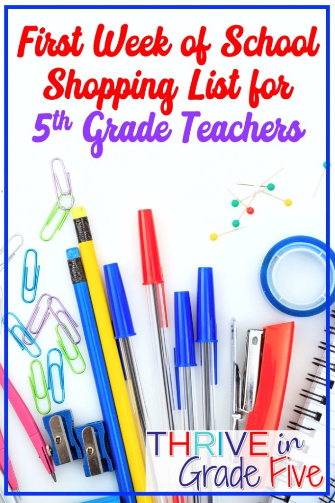 5th grade teacher back to school shopping list