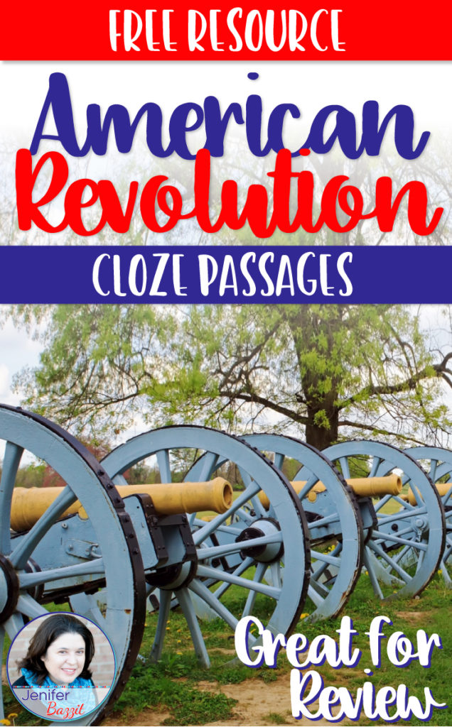 American Revolution Cloze Passages free