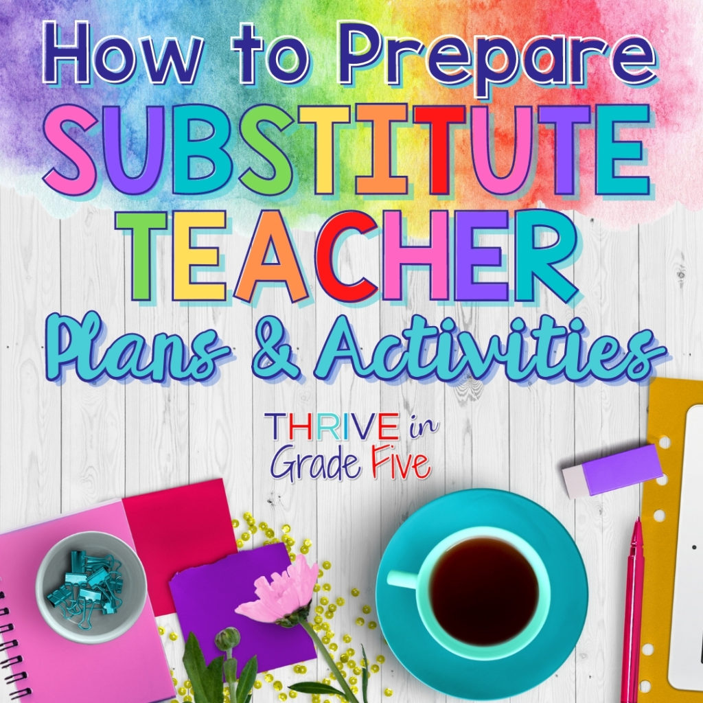 Substitute teacher plans and activities fifth grade