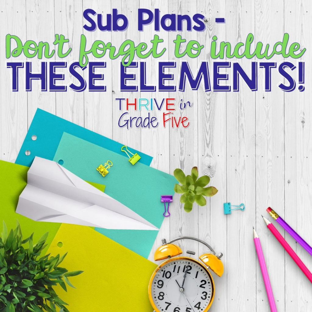 Substitute teacher plans fifth grade