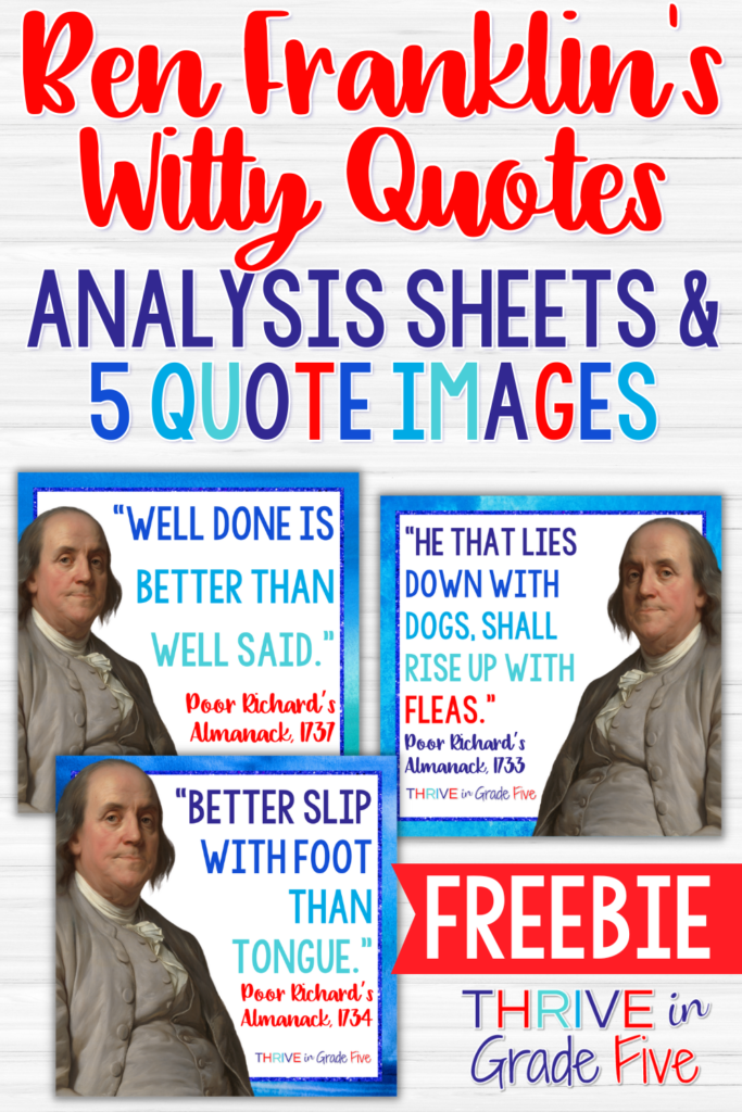 Ben Franklin Quotes Lesson for Social Studies