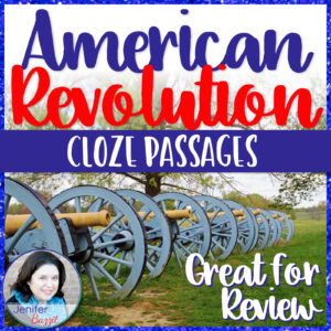 American Revolution cloze passages for 5th grade