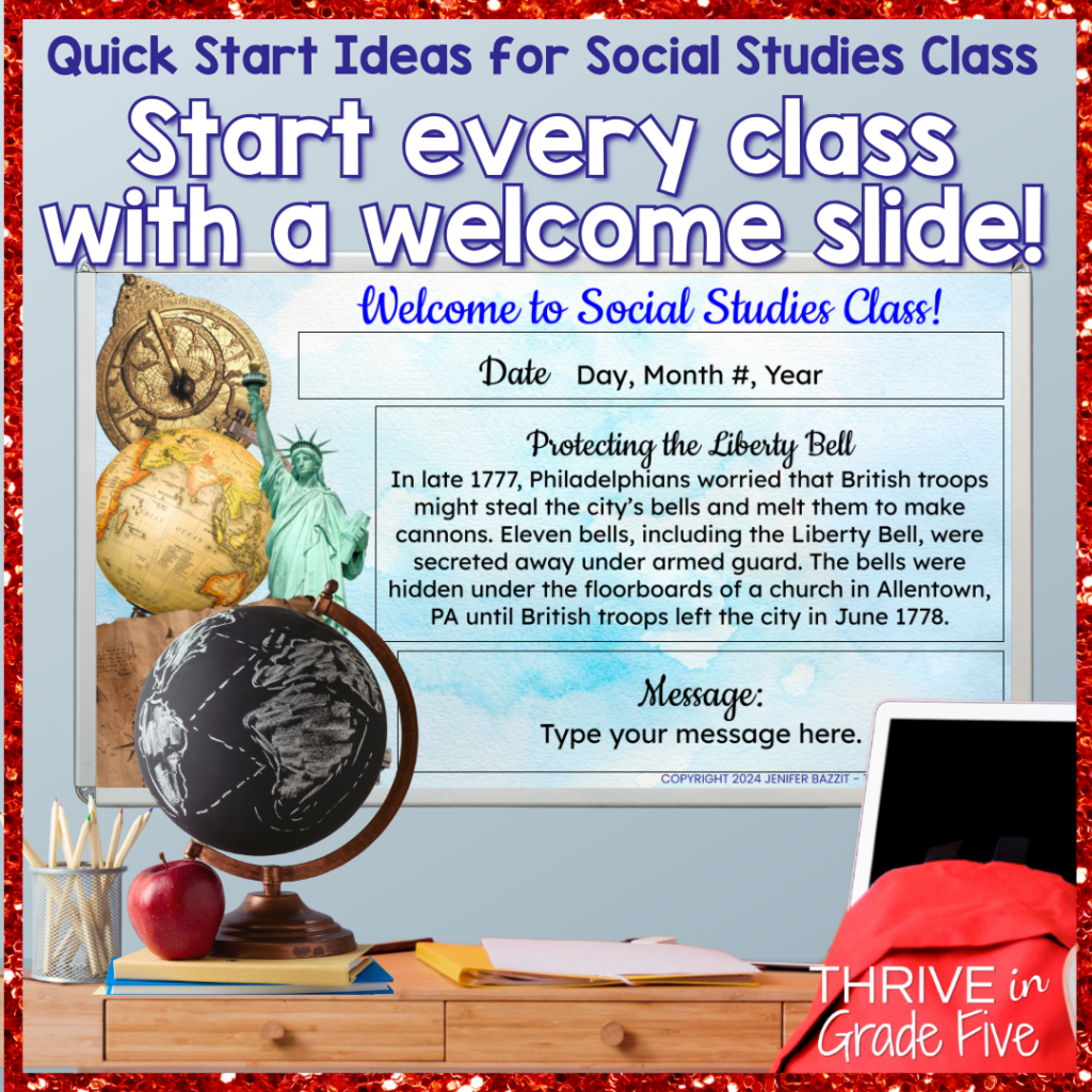 Quick ideas to start social studies class