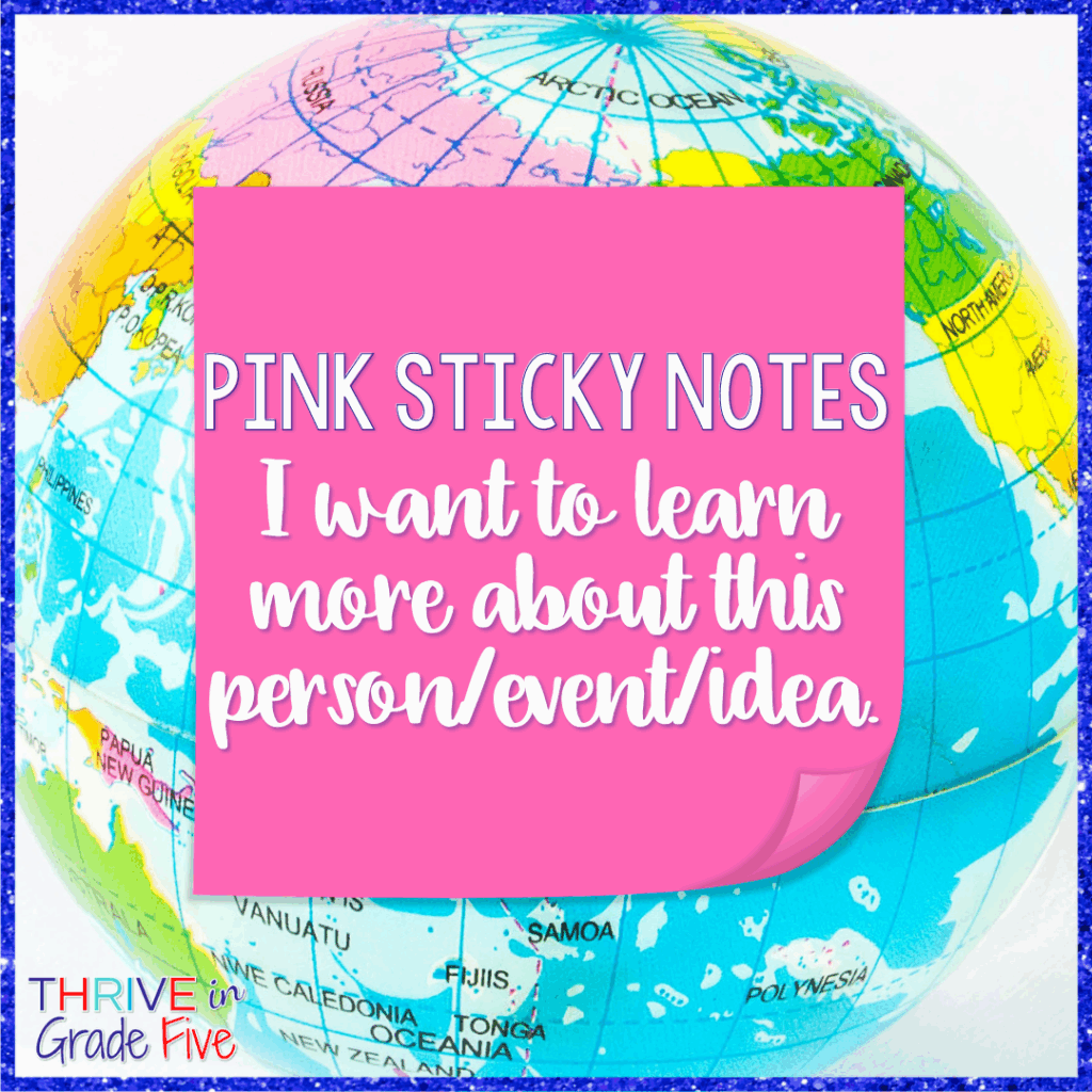 Sticky Note Challenge for Social Studies - Pink: Learn More About a Person, Event, or Idea